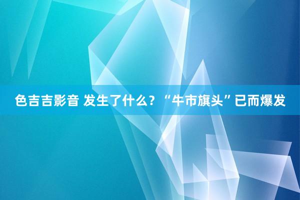 色吉吉影音 发生了什么？“牛市旗头”已而爆发