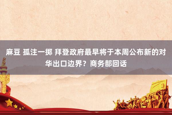 麻豆 孤注一掷 拜登政府最早将于本周公布新的对华出口边界？商务部回话