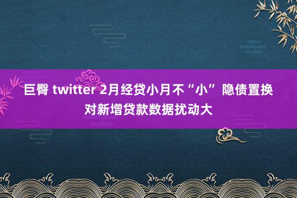 巨臀 twitter 2月经贷小月不“小” 隐债置换对新增贷款数据扰动大